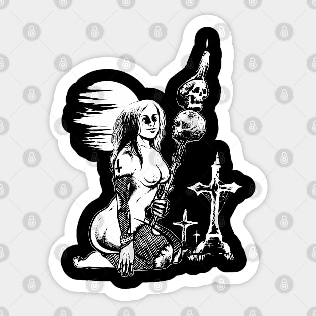 Graveyard Pinup Sticker by wildsidecomix